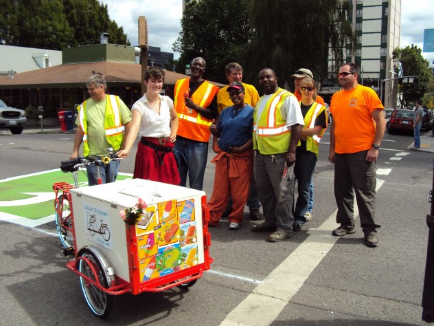 Historic Icicle Tricycles Ice Cream Bike Service - Serving hungry construction workers in Portland, Oregon.