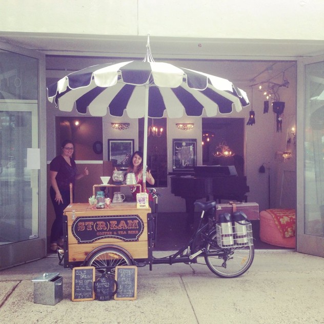 Stream Coffee and Teas Icicle Tricycles Coffee Bike with an umbrella 