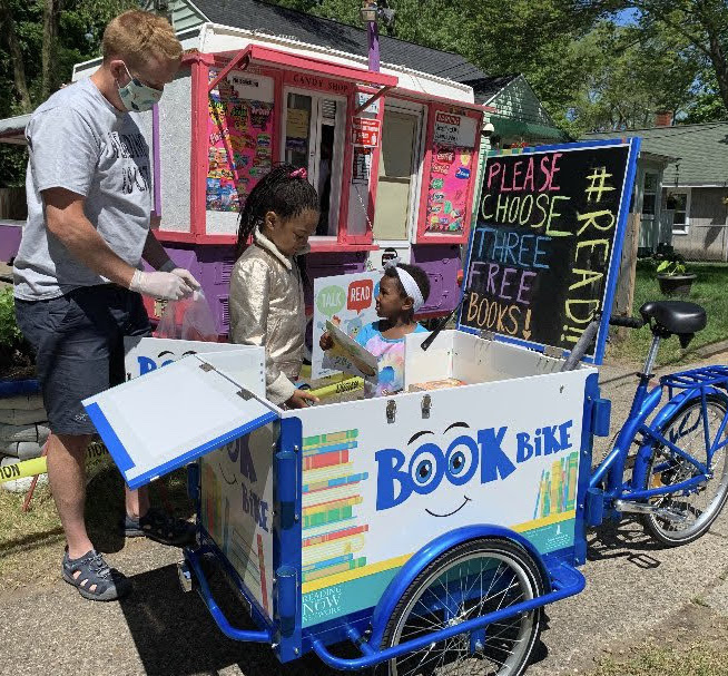 library book trike, school reading vending cart, bike