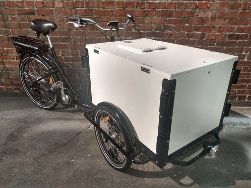 e-assist trike, bike, icicle tricycles, electric assist, pedal, vending, ice cream, beverages, coffee, food