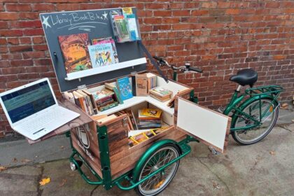 book bike, library bike, school trike, icicle tricycles, mobile reading cart on sale