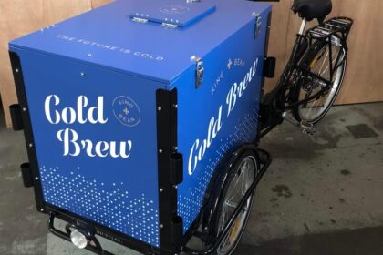 icicle tricycles ice cream bike, tall vending bike, cold brew coffee bike, 5 gallon keg marketing cart