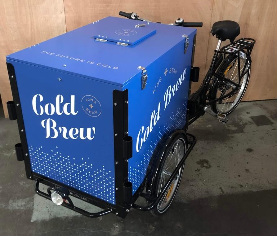 icicle tricycles ice cream bike, tall vending bike, cold brew coffee bike, 5 gallon keg marketing cart