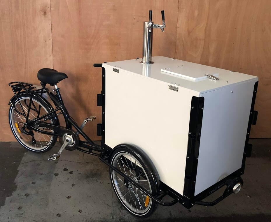 icicle tricycles ice cream bike, tall vending bike, cold brew coffee bike, 5 gallon keg marketing cart